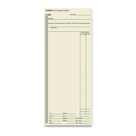 Tops Business Forms TOPS, Acroprint/amano/cincinnati/lathem Time Card, Weekly, 3 3/8 X 8 1/4, 500PK 1261